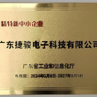廣東捷駿電子科技有限公司榮獲“專精特新”中小企業(yè)稱號(hào)